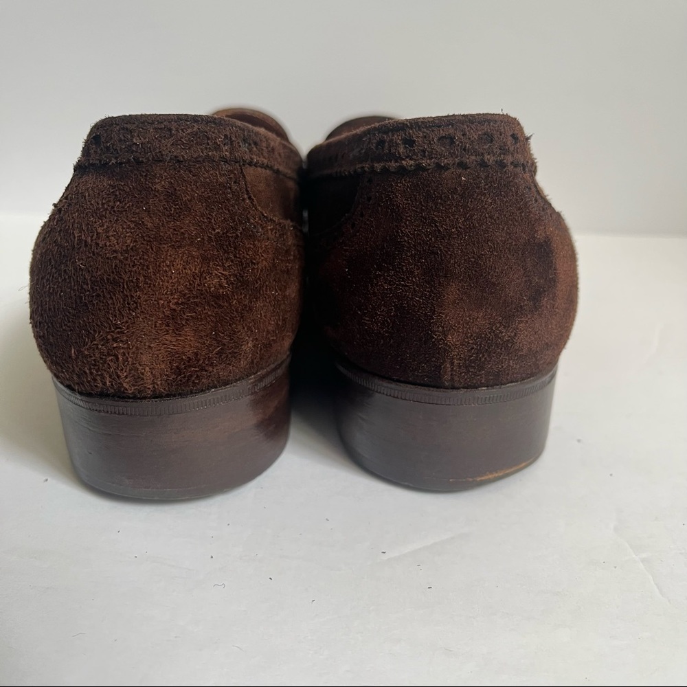 Vintage Yves Saint Laurent Brown Suede Leather Men’s Loafers YSL 9 - Picture 9 of 12